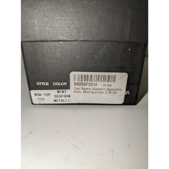 Yosi Samra Samantha Foldable Flats Mint Seafoam Green Metallic Leather Suede 7 - Picture 3 of 10
